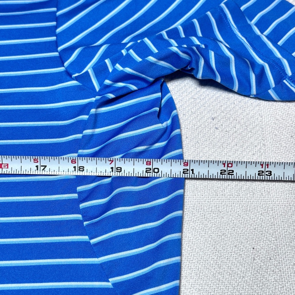 KJUS Soren Stripe Golf Polo Shirt Mens 48 Small Blue Performance Westmoreland CC - Picture 9 of 10